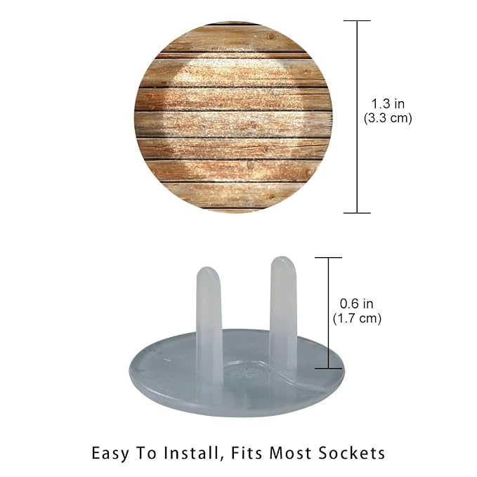 Brown Wooden (1) Outlet Covers Baby Proofing Safe & Secure Electric Plug Protectors | Socket Covers for Home & Office