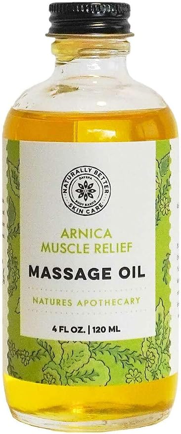 All-Natural Arnica Muscle Relief Massage Oil - 4 oz | Plant-Based Topical Swelling and bruising Relief, Essential Oils & Menthol soothes and Cools Sore Muscles, Hypoallergenic Made in USA