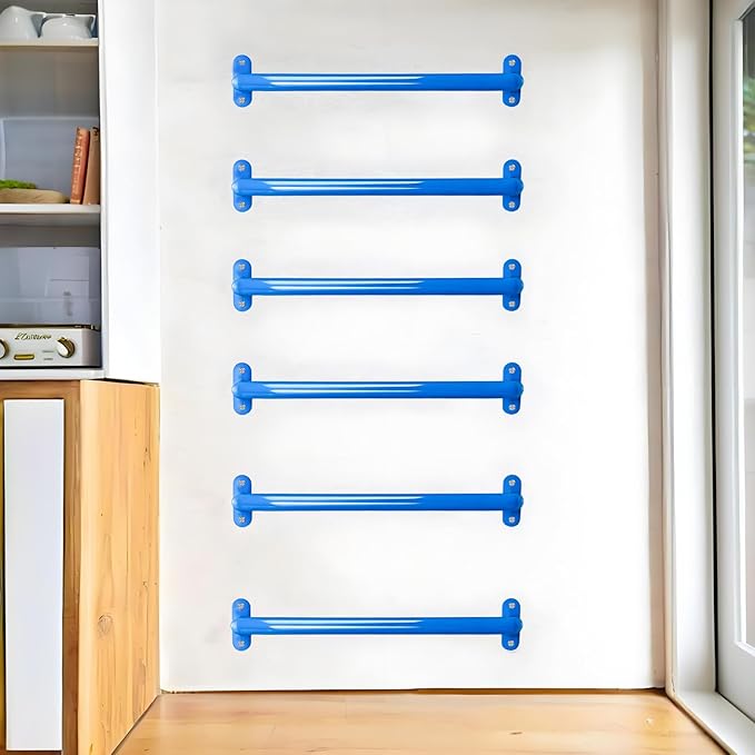 17 Inch 6 Pieces Blue Metal Safety Handles for Outdoor Playground - Playset Accessories Handles, Swing Sets Attachment Grab Bars, Kids Hand Grips Monkey Bar for Indoor Play Structure