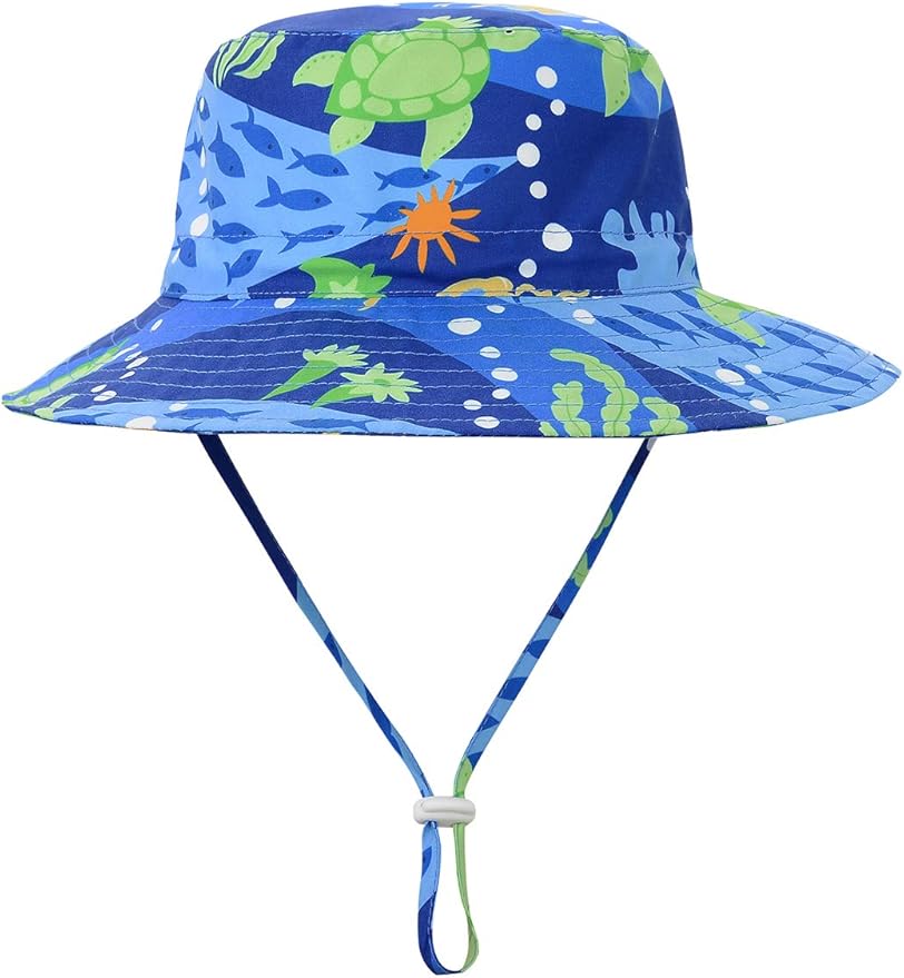 Baby Sun Hat UPF 50+ Sun Protective Toddler Bucket Hat Summer Kids Beach Hats Wide Brim Outdoor Play Hat for Boys Girls