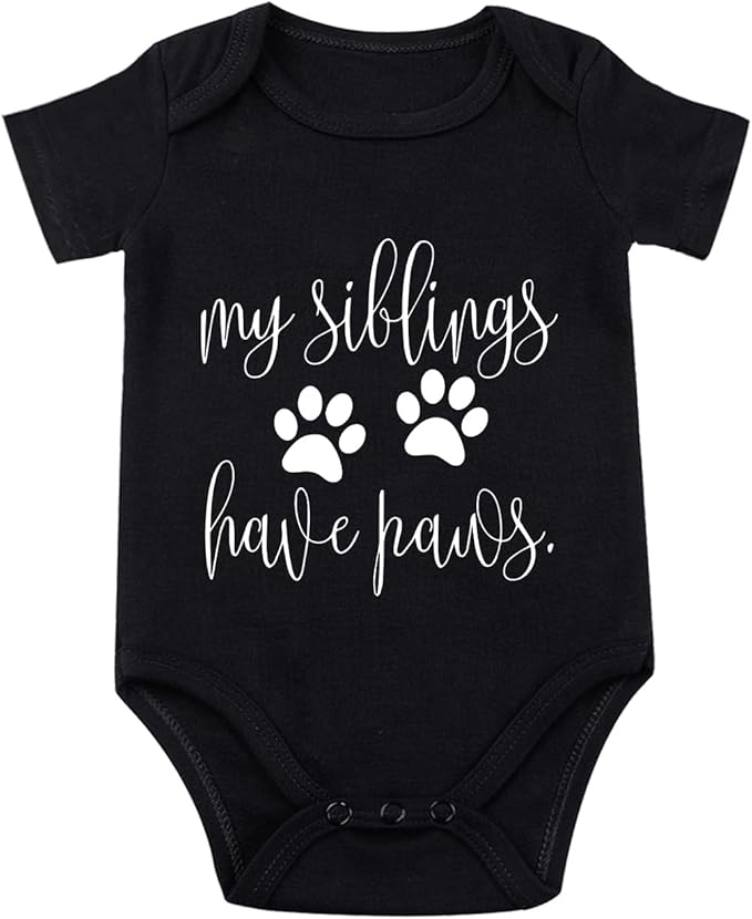 listery My Siblings Have Funny Paws Bodysuit Have Paws Baby Bodysuit Baby Paws Romper Dog Baby Bodysuit
