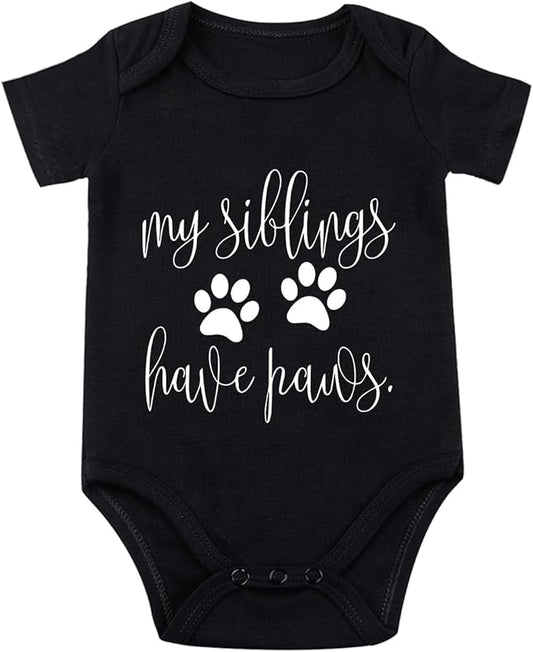 listery My Siblings Have Funny Paws Bodysuit Have Paws Baby Bodysuit Baby Paws Romper Dog Baby Bodysuit