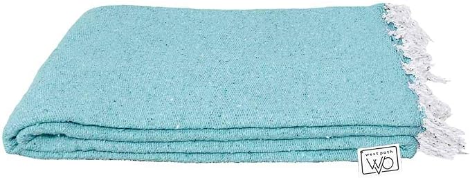 Open Road Goods Solid Color Mexican Yoga Blanket – Large Handwoven Throw for Yoga, Beach, Camping or Home – Soft and Durable Cotton Blend