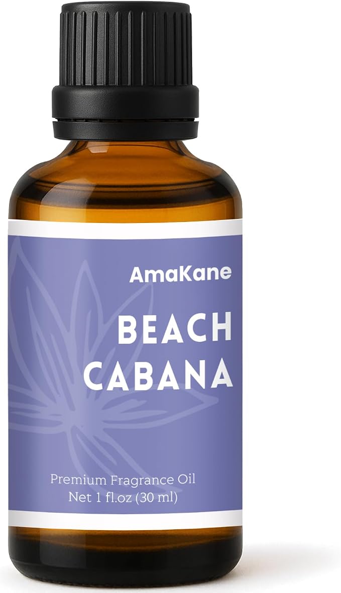 AmaKane Beach Cabana Fragrance Oil, Beach Essential Oil for Diffuser, Summer Fragrance Oil for Candle Making, DIY Soap Making Scents, Diffuser Oils for Home, Aromatherapy Oils, 30ml