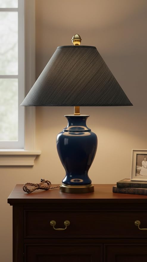 Aspen Creative 32203A Hardback Empire Spider Lamp Shade in Grey & Black, 6" Top x 19" Bottom x 12" Slant Height
