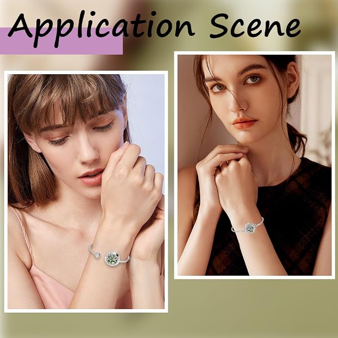 SUNNYCLUE 1 Box 2 Sets Tree of Life Essential Oil Bracelet Blank Bangles bulk with 10Pcs Refill Pads Stainless Steel Aromatherapy Diffuser Locket Adjustable Band Jewelry for Women Birthday Gifts Adult