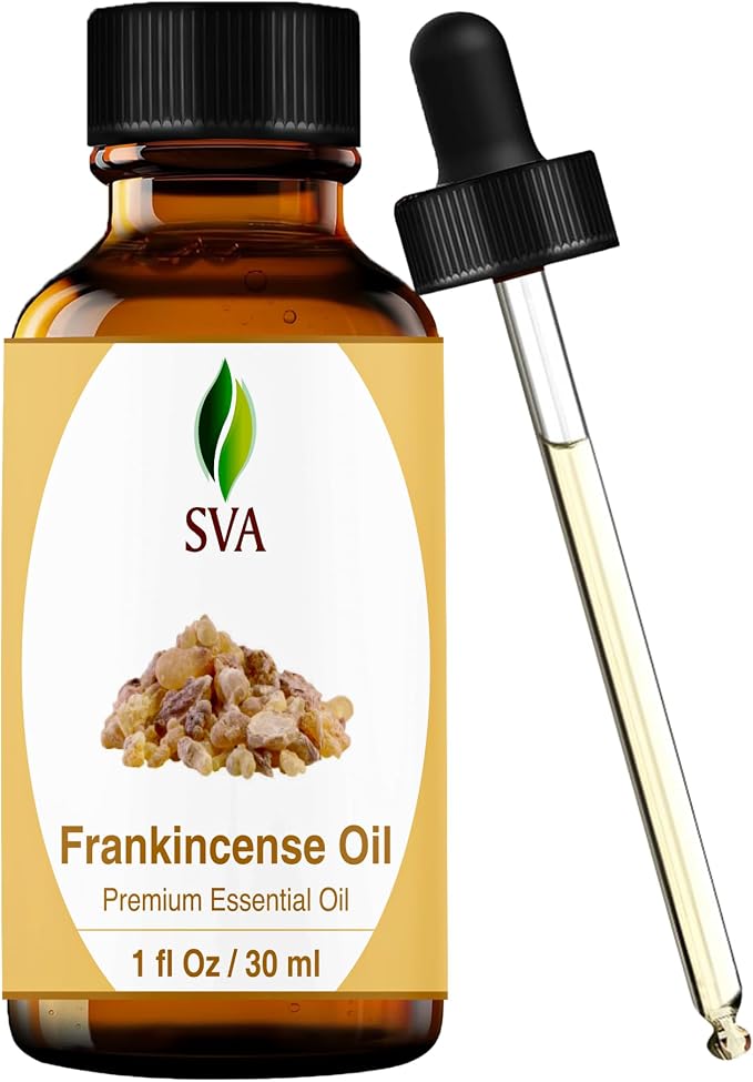 SVA Frankincense Essential Oil – 1 Fl Oz – for Diffuser, Skin & Hair Care – Ideal for Massage & DIY Blends – with Dropper
