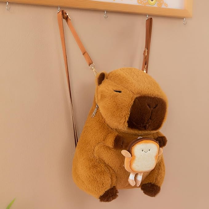 Capybara Bow Bowknot Orange Flower Lollipop Cute Plush Backpack Kawaii Cartoon Design for Women Ita Bag (Bread slices)