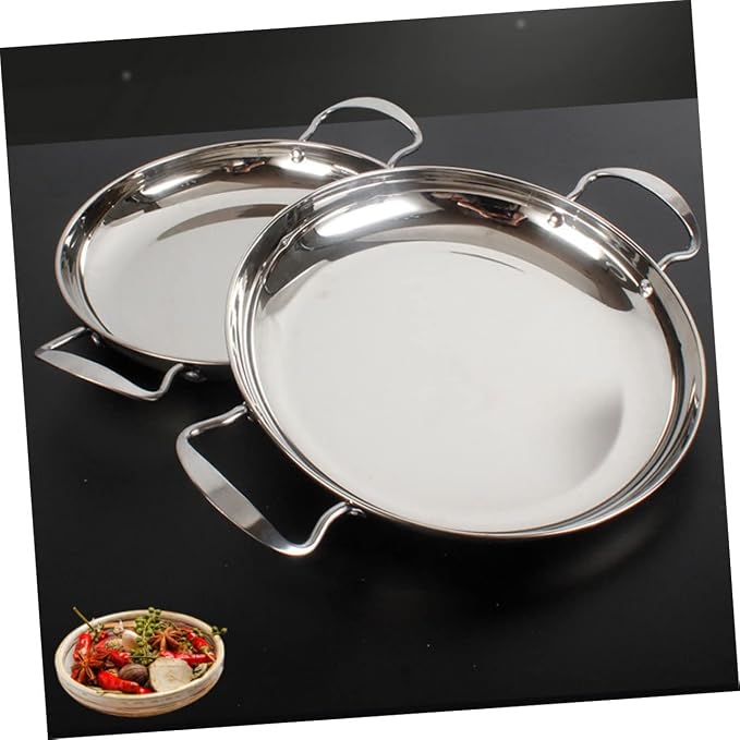 LABRIMP Korean Ramen Pan Double Handle Pot Stainless Steel Dry Pot Rapid Heat Transfer Cookware