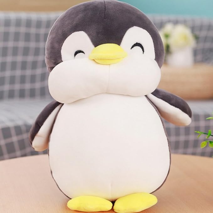 Stuffed Penguin Animal Plush Toys 12 Inch Gray Animal Stuffed Plushies Super Soft Cute Cuddly Pillow Cushion Stuff Dolls Birthday Gifts for Children Kids Boys Girls Room Decor Bedtime, 12Inches
