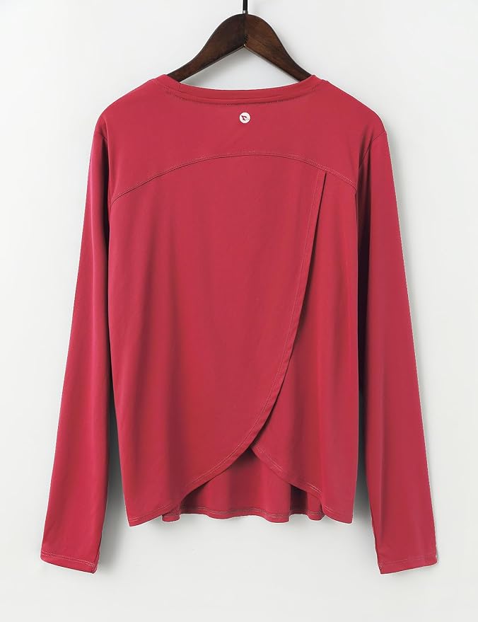 baleaf Women's Long Sleeve Workout Tops Running Sun Shirts Split Back | UPF 50+, Quick Dry, Lightweight, Breathable, Moisture-wicking, SPF, UV, for Athletic, Gym, Hiking, Tennis, Outdoor