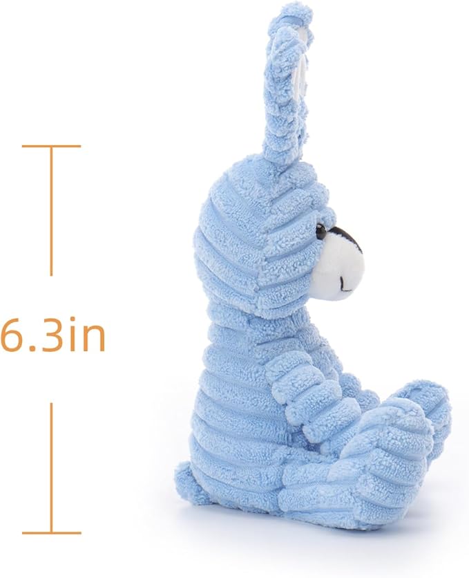 Apricot Lamb Sky Blue Corduroy Bunny Stuffed Animals for Kids, Soft Cute Plush Toys for Baby Girl and Boy, 6.3 Inches