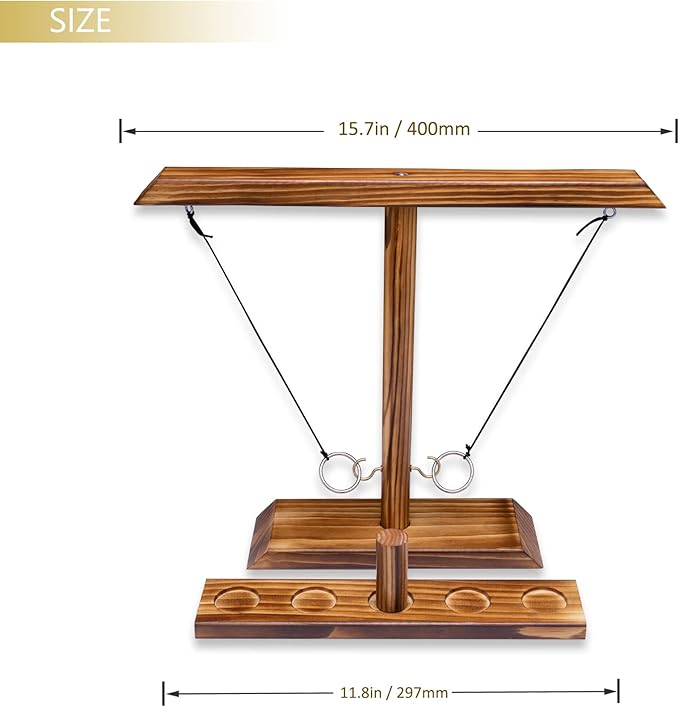 Ring Toss Games for Adults, Indoor Outdoor Yard Games, Patio Decor, Wooden Hook and Ring Game for Bars, Home, Party