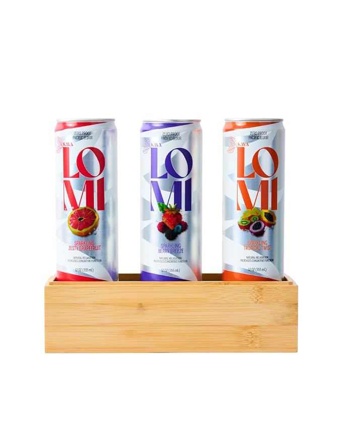 LOMI Zero Proof Pacific Elixir Sparkling Berry Breeze, Natural Relaxation Kava Drink with Adaptogens, Low-Calorie, Gluten-Free, Vegan, 12 fl oz, 4 Pack (Standard, Berry Breeze)