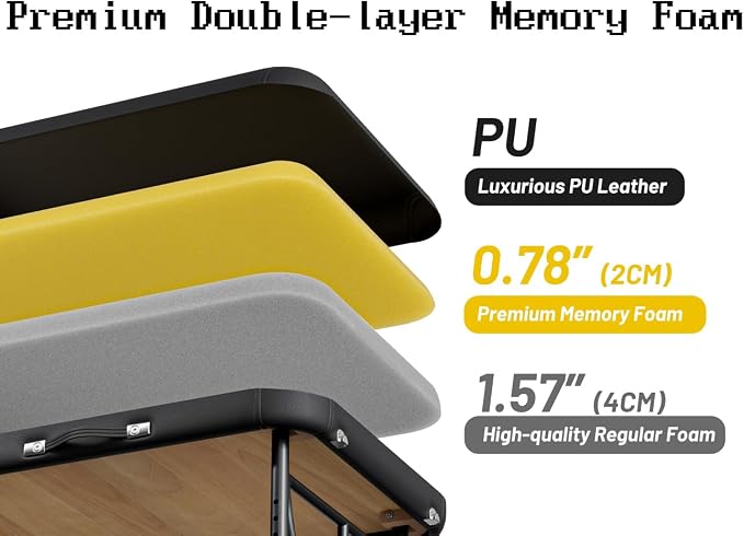 Professional Massage Table Portable 2 Fold Premium Memory Foam Aluminium Leg Hold Up to 1100LBS 8 Heights Adjustable with Carrying Bag Black