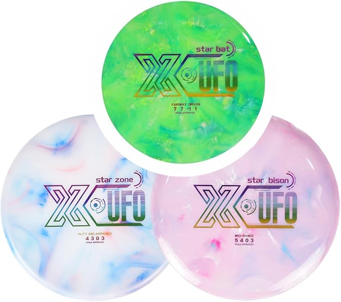 X-UFO Disc Golf Set - Disc Golf Starter Set, Includes 1 Putter, 1 Driver, and 1 midrange disc, Weighing 170-178 Grams. Suitable for Beginners and Professional disc Golf tournaments