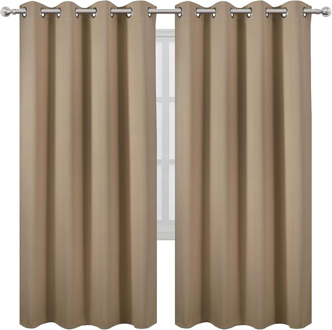 LEMOMO Natural Thermal Blackout Curtains/52 x 72 Inch/Set of 2 Panels Room Darkening Curtains for Bedroom
