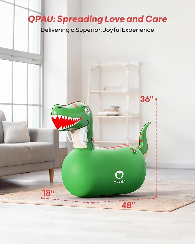 QPAU Kids Dinosaur Hopper - 220lbs Load Capacity, Bouncing Animal Toy, Outside Toys, Dinosaur Gifts for Kids Ages 5+