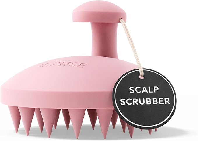 SXNSE - Revive Silicone Scalp Massager, Rose - Manual Hair & Scalp Scrubber for Dandruff, Buildup, Itch, & Hair Growth - Soft Exfoliating Silicone Bristles for Wet & Dry Hair, Flake-Free Finish