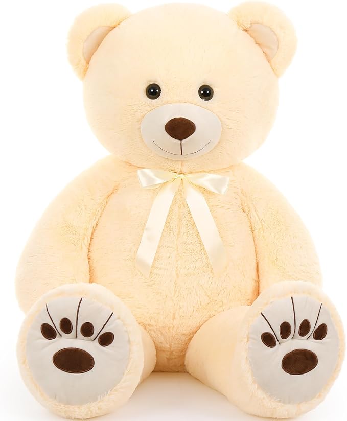MorisMos Giant Teddy Bear, Life Size 51in Large Cuddly Plush for Baby Shower, Birthday, Valentine (Cream)