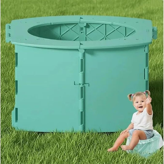 Kids Travel Potty | Portable & Foldable Design-with Leak-Proof Design & 10 Cleaning Bags | Ideal for Toddler Potty Training on Car Trips, Camping & Outdoor Adventures