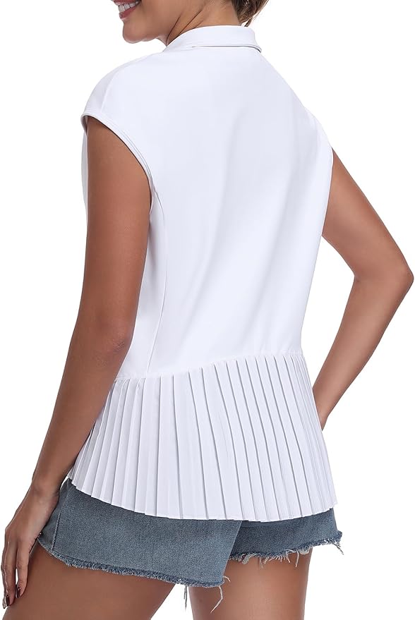 Little Donkey Andy Women's Golf Vest Outerwear | Pleated Hem Sleeveless Athletic Jacket for Running Yoga Tennis