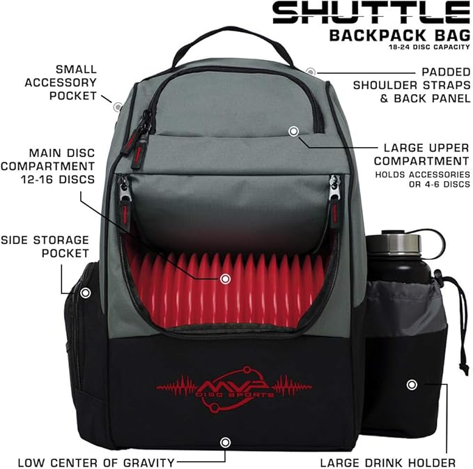 MVP Disc Sports Shuttle Disc Golf Backpack Bag (Choose Your Style and Color)
