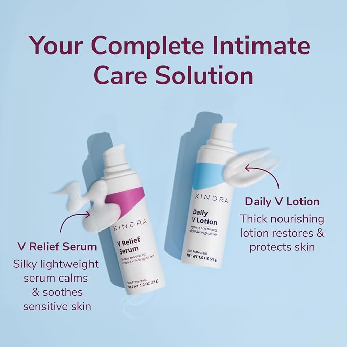 Kindra V Relief Serum - Perimenopause & Menopause Support Moisturizer for Intimate Discomfort - Vegan Feminine Moisturizer for Intimate Skin Care Specially Formulated for Sensitive Skin - (1oz)