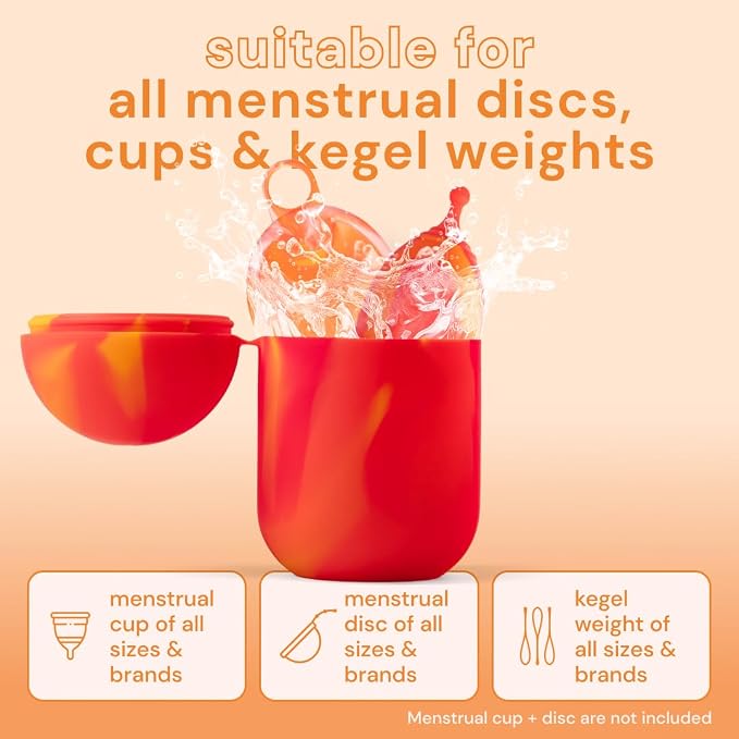 Bodyotics Menstrual Disc Sterilizer & Cup Wash Case - Red & Orange | Portable Cleaner, Carry and Storage Container for Reusable Period Discs and Cups