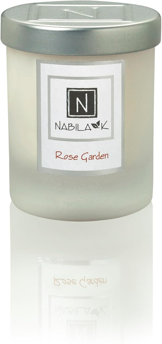 Nabila K – Rose Garden - Soy-Based Candle – Fresh English Damask Roses - Hand-Poured - Cotton Wick - Aromatherapy Candle w/Essential Oils - Made in USA - 3 oz