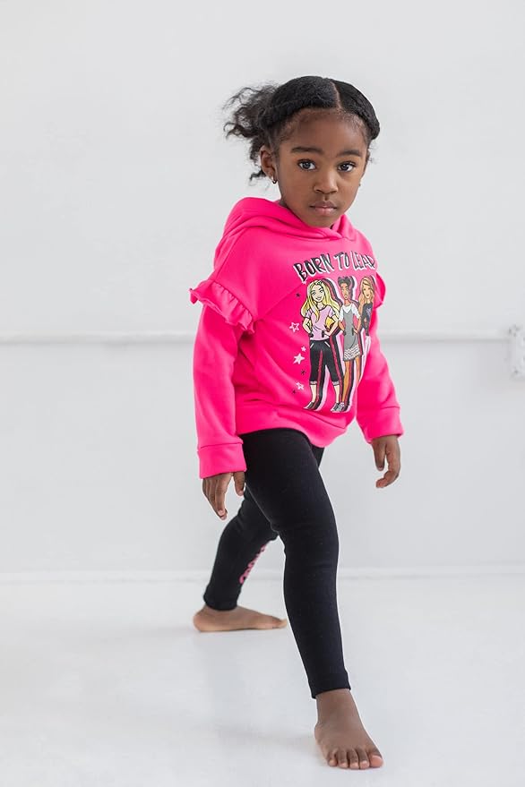 Barbie Girls Fleece Hoodie and Leggings Outfit Set Toddler to Big Kid Sizes (2T - 18-20)