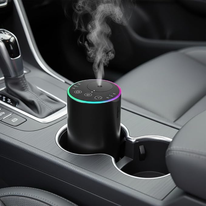 Waterless Diffuser Kit with 4 x 20mL Hotel Fragrance Oil,Aluminum Alloy | 7-color ambient light, battery powered Nebulizer, portable, suitable for cars, homes, offices, and rooms.