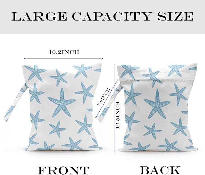 Wet Bag, Wet Dry Bag, Wet Bag for Swimsuit Travel Beach Pool Dirty Yoga Gym Clothes Makeup Bag Beach Wedding Supplies Waterproof Reusable Shell Pearl Starfish Gifts