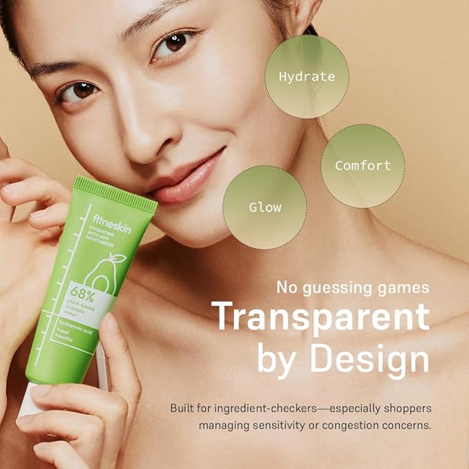 Hydrating Avocado Moisturizer, 1.7 Fl Oz (50ml) – Avocado Fruit Water + Hyaluronic Acid, Vitamin B3 & Pro-Vitamin B5 – Creamy-Soft Barrier Hydration, Fragrance-Free, Vegan Korean Skincare
