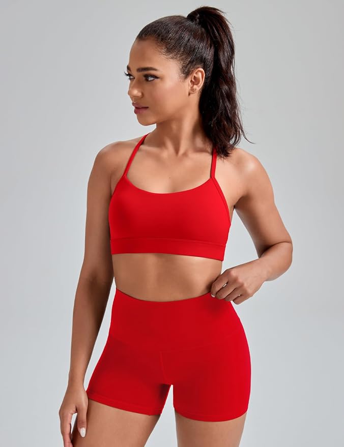 HeyNuts to Freest Womens Y Back Sports Bra, Spaghetti Strap Racerback Low Impact Workout Yoga Tops Padded A-C Cups *Updated