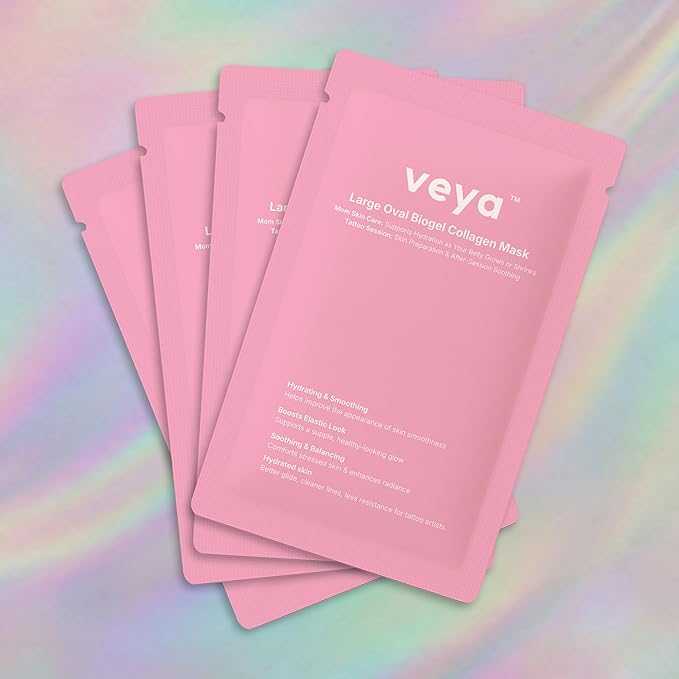 VEYA Biogel Collagen Belly Mask for Pregnancy & Postpartum - Hydrating Sheet Mask for Maternity Skincare, Sensitive Skin - Moisturizing Belly Care (Pack of 4)