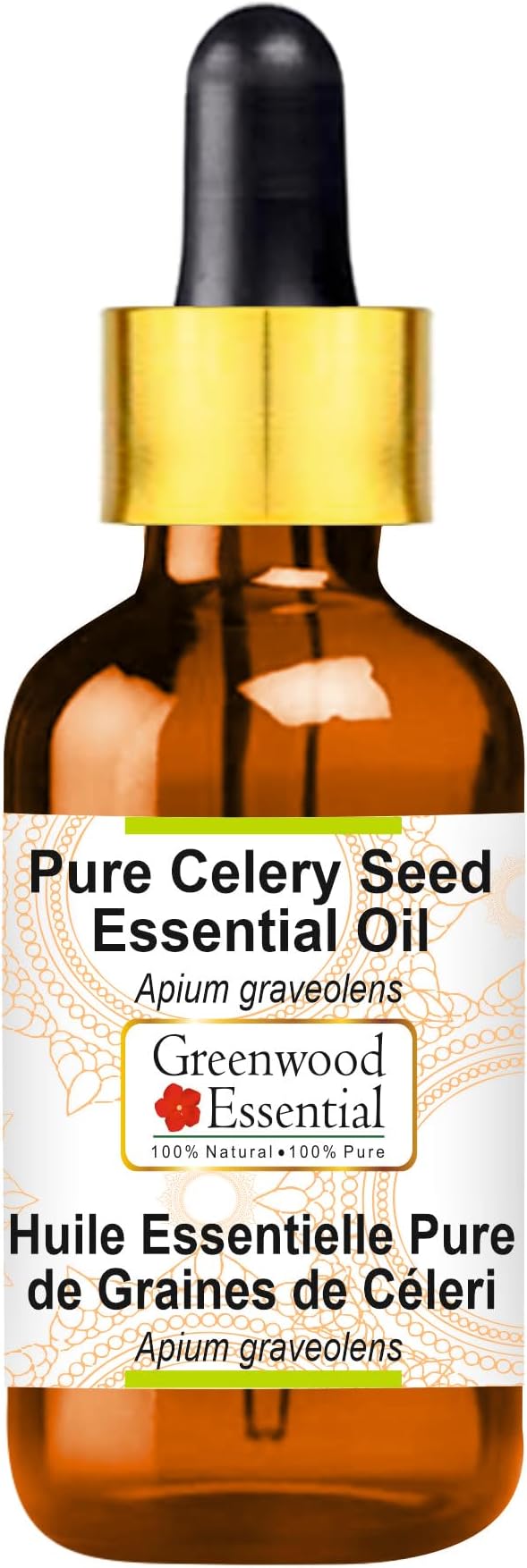 Greenwood Essential Celery Seed Essential Oil (Apium graveolens) with Glass Dropper | Pure | Non-Sticky | Non-Greasy | Lightweight | Men & Women | All Skin Types | Steam Distilled 30ml (1 oz)