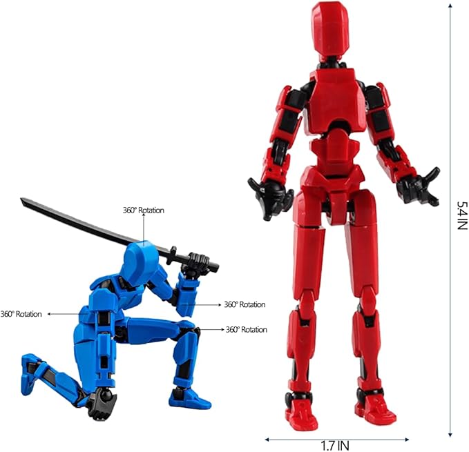WEAREWE 4PCS 13 Action Figures Se13 Action Figure Multi-Jointed Movable Toy for Kids(DIY Green-Pink-Red Blue-T)