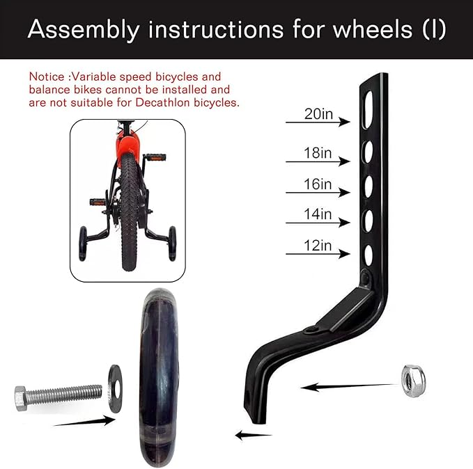 DDJKCZ Training Wheels for Kids Bicycle,Flash Mute Big Wheel Compatible for 12 14 16 18 20 inch Single Speed Bike