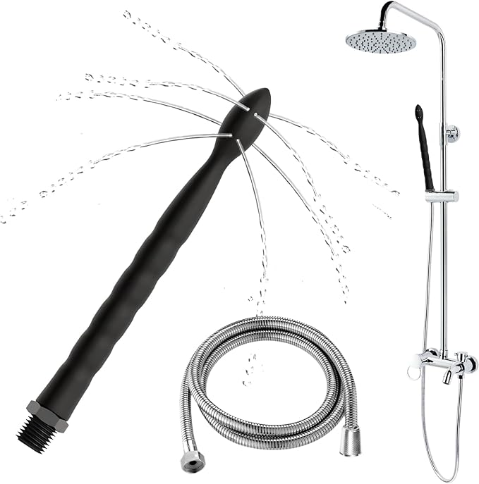 Premium Shower Enema Kit with 59-Inch Hose & 24cm Silicone Nozzle with 8 Holes - Anal and Vaginal Douche System for Colon Cleansing, Enema Irrigator Kit for Men and Women