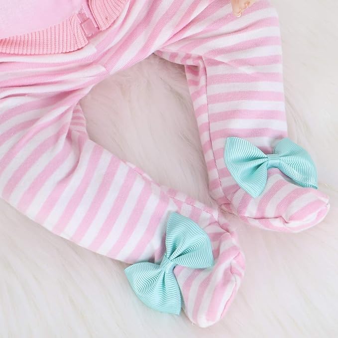 ENADOLL Lifelike Reborn Baby Dolls - Realistic Baby Doll 16 inch Newborn Girl Doll with Feeding Accessories Gift Set (Pink Vest)