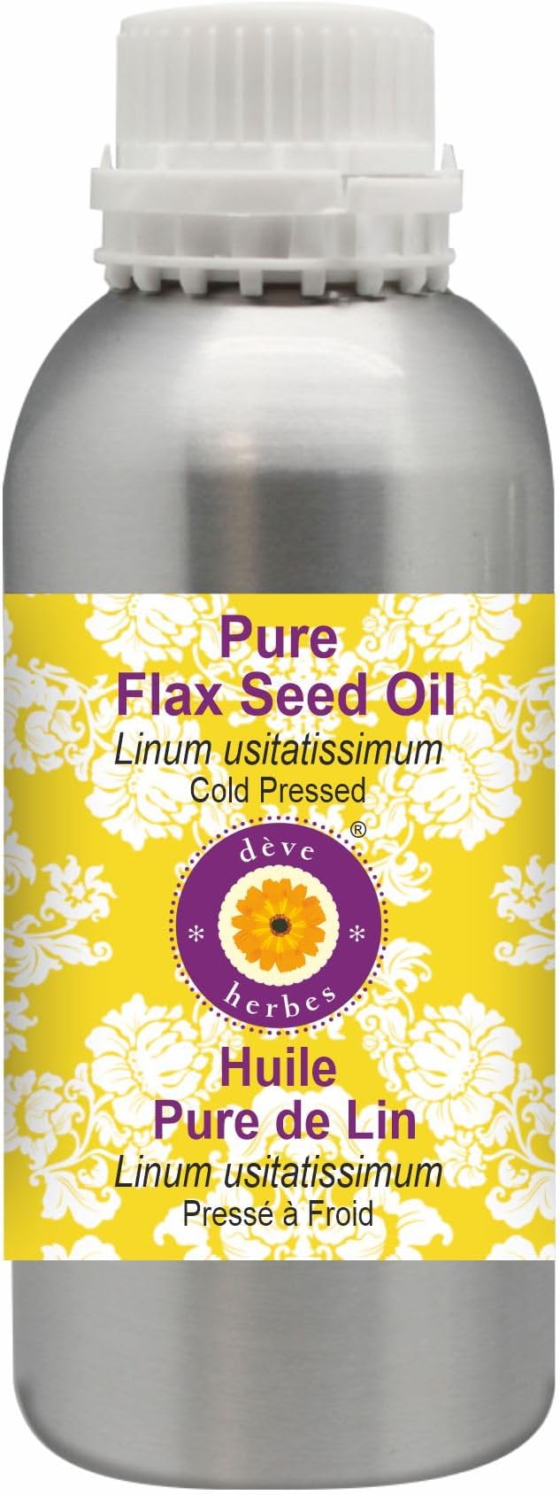 Deve Herbes Pure Flax Seed Oil (Linum usitatissimum) Cold Pressed 300ml (10 oz)