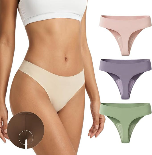 Anti Camel Toe Thongs for Women Seamless Invisible Panty No Show Underwear Liners Workout G String Breathable Tangas