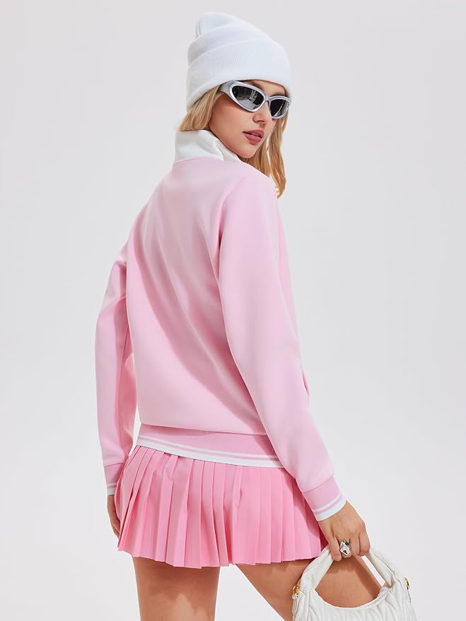 Airfree Women Two Piece Tennis Skirt Set Golf Outfits Half Zip Oversize Pullover Sweatshirt 2 Piece Skirt Sets with Pockets