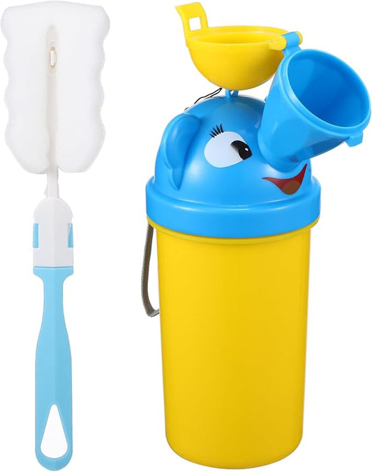 Urine Bucket Portable Kids Travel Potty with Cleaning Brush for Outdoor Use Portable Urinal Bottle Baby Pee Potty Essentials Car Abs Child