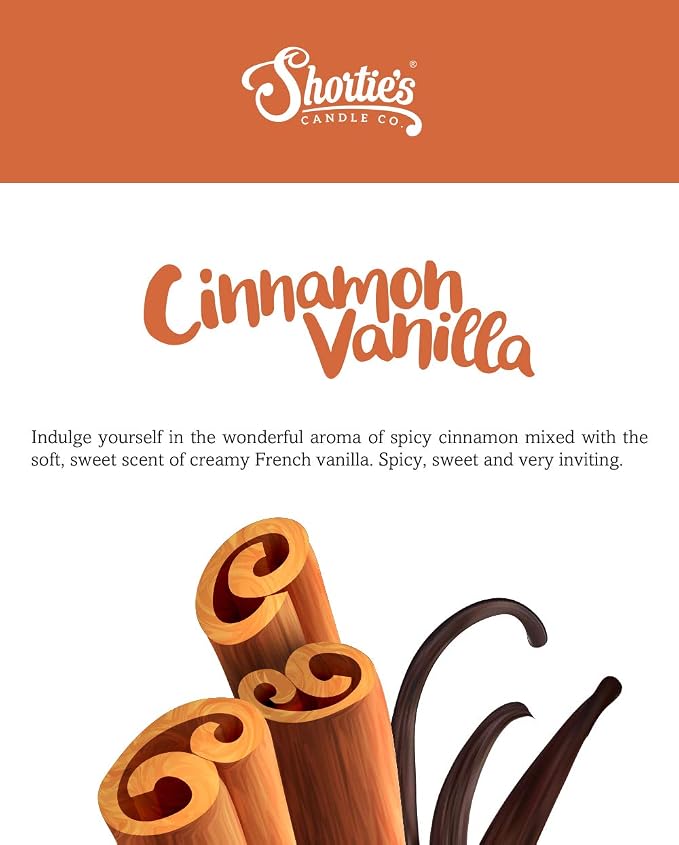 Shortie's Candle Company Cinnamon Vanilla Premium Wax Melts 4 Pack - 12 Oz., Strong & Long Lasting, Non-Toxic - Made with Essential & Natural Oils - Formula 117