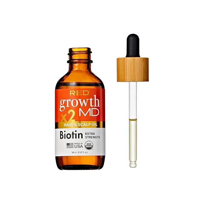 Red By Kiss Growth MD Strengthening Hair Oil with Biotin Rosemary for Hair Growth & Thinning, Cooling Scalp Treatment, Strengthens & Thickens Hair, Soothes Irritation (2 Fl Oz)