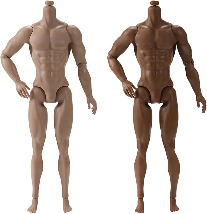 Action Figure Body, 1/6 Scale Action Figure, 6" Multi Jointed Movable Male Muscular Body for Display Collection, Light Brown