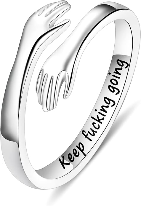 Yesteel Valentines Gifts for Kids Teen Girls - S925 Sterling Silver Hug Ring for Teen Girls Women, Adjustable Ring Jewelry Mothers Day Birthday Gifts for Daughters Mom Sister Wife Friends Grandma