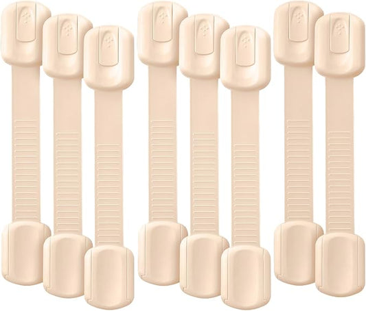 Bate- Child Safety Strap Locks, 8 Pack, Baby Locks for Cabinets, Drawers, Kitchen, Toilet, Furniture, Fridge, Multi-Purpose, Easy Install with Quick 3M Adhesive for Childproofing